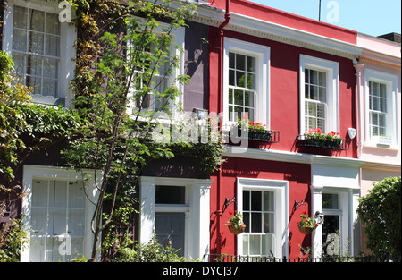 Colorful houses in Notting Hill district, London UK Stock Photo
