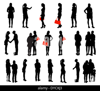 Set of Silhouette People. Vector Illustration. Stock Photo