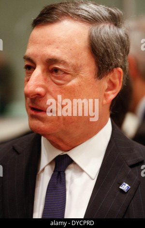 MARIO DRAGHI (President European Central Bank) attends an Informal Meeting of Ministers for Economic and Financial Affairs at the Zappeion Hall in Athens. European and eurozone finance ministers meet and hold press conferences today in Athens Stock Photo