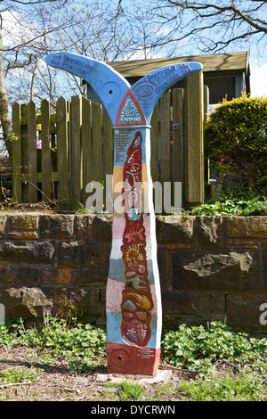 Sculpture on the Trans Pennine Trail, Upper Don Trail, Wortley, Barnsley, South Yorkshire, England, UK. Stock Photo