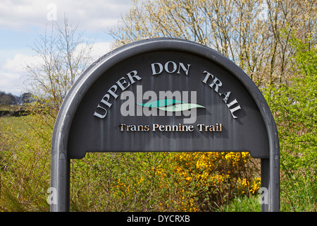 Upper Don Trail and Trans Pennine Trail sign at Wortley, Barnsley, South Yorkshire, England, UK. Stock Photo