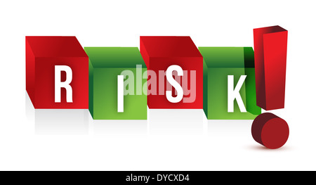 Word risk with an exclamation mark illustration design over white Stock Photo