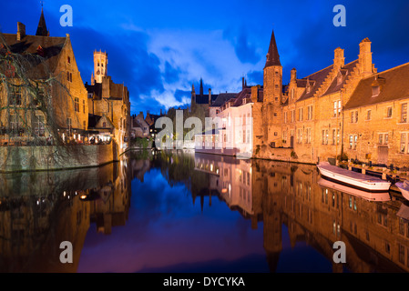 BRUGES, Belgium - Sometimes called 'The Venice of the North,' the historic Flemish city of Bruges has canals running through the old town. Before the water access became silted up, Bruges was a major commercial port. Medieval architecture and serene canals shape the cityscape of Bruges, often referred to as 'The Venice of the North'. As a UNESCO World Heritage city, Bruges offers visitors a journey into Europe's past, with its well-preserved buildings and cobblestone streets reflecting the city's rich history. Stock Photo