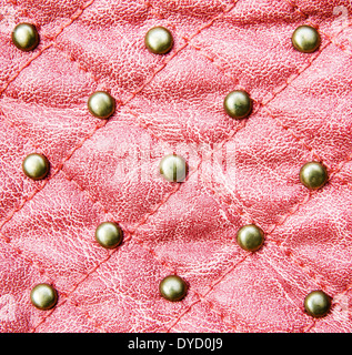 Red stitched leather texture background Stock Photo