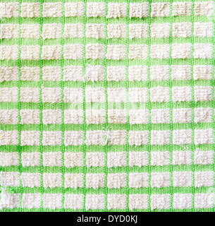 Checkered green and white fragment of cloth texture Stock Photo