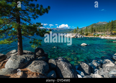 Boulders and cove at Sand Harbor State Park, Lake Tahoe, Nevada, USA Stock Photo