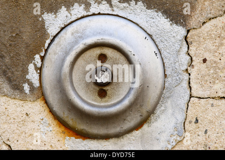 old and damaged doorbell Stock Photo