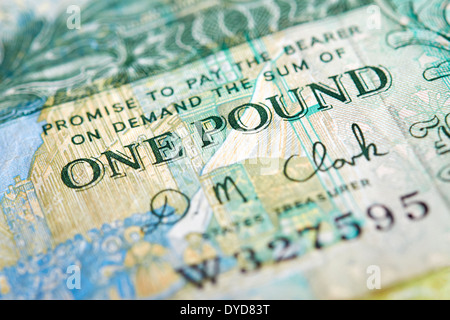A one pound note from the Island of Jersey on a white background. Stock Photo