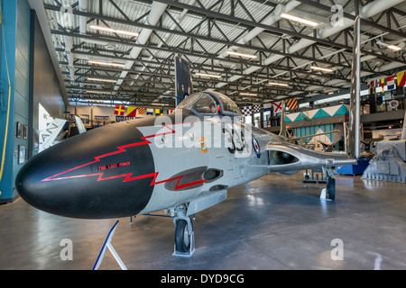 McDonnell F2H Banshee, jet fighter aircraft at Naval Museum of Alberta section of The Military Museums, Calgary, Alberta, Canada Stock Photo
