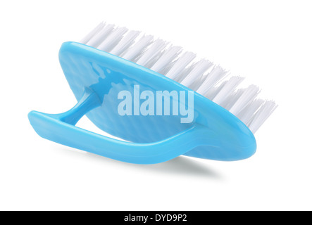 Household Plastic Cleaning Brush On White Background Stock Photo