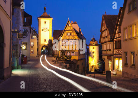 Siebers Tower, Plönlein and Kobolzell Gate, Rothenburg ob der Tauber, Romantic Road, Franconia, Bavaria, Germany Stock Photo