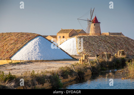 Trapani salt flats, Sicily Stock Photo