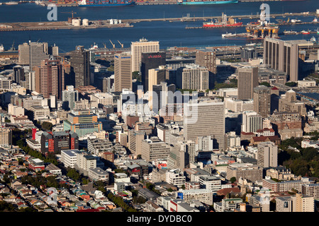 Cape Town Central Business District skyline seen from Lions Head, Western Cape, South Africa Stock Photo