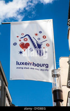 Banner promoting Luxembourg City as a destination for tourism and music and culture. Stock Photo