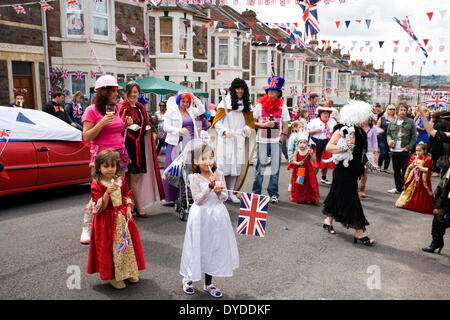 Residents at The Queens Diamond Jubilee Street Party. Stock Photo