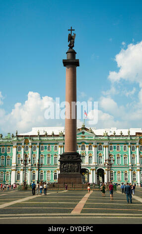A view across Palace Square towards Alexander Column and The State Hermitage. Stock Photo