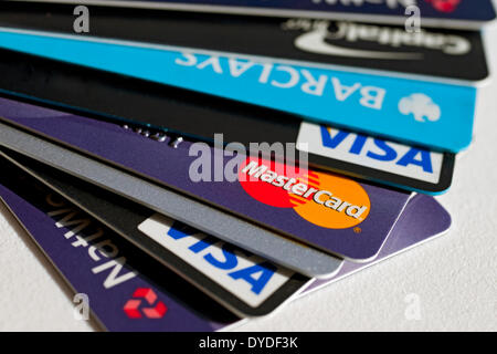 Close up of credit cards. Stock Photo