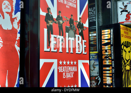 Posters promoting Let it Be and other British musicals. Stock Photo