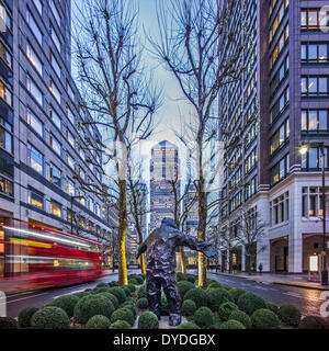 Canary Wharf in winter at dusk. Stock Photo