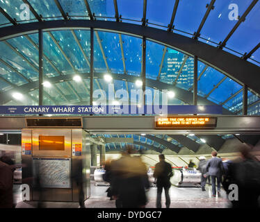 Interior of Canary Wharf tube station. Stock Photo