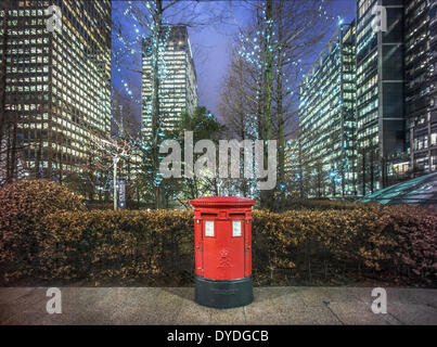 A post box at Canary Wharf. Stock Photo