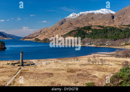 The Glenfinnan Monument situated at the head of Loch Shiel. Stock Photo