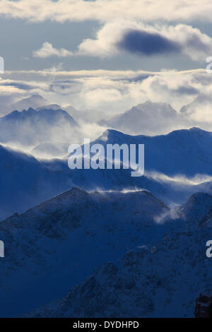 Gradations Alps detail view Titlis mountain mountain panorama mountains Grisons Alps mist haze mountains background massif, Stock Photo