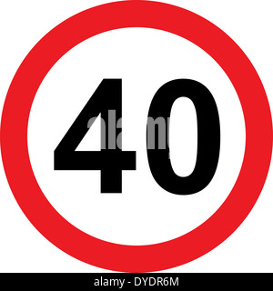 40 speed limitation road sign on white background Stock Photo