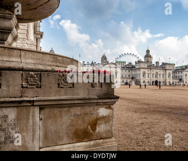 Base and detail of Royal Naval Division Memorial honouring the dead of WW1 on Horse guards Parade, London, UK Stock Photo