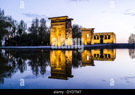 Temple of Debod at dusk. Parque del Oeste, Madrid Spain Stock Photo