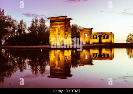 Temple of Debod at dusk. Parque del Oeste, Madrid Spain Stock Photo