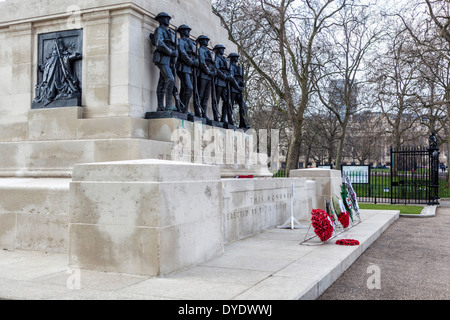 Guards Division Memorial honours dead soldiers of 5 regiments of World Wars - St. James's Park, Horse Guards Road, London, UK Stock Photo