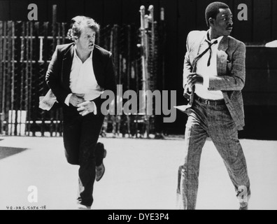 Eddie Murphy and Nick Nolte, on-set of the Film, '48 Hrs.', 1982 Stock Photo