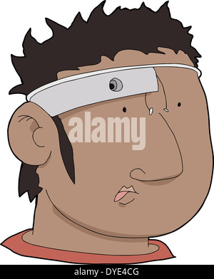 Young Arab man with wearable glass technology on head Stock Photo