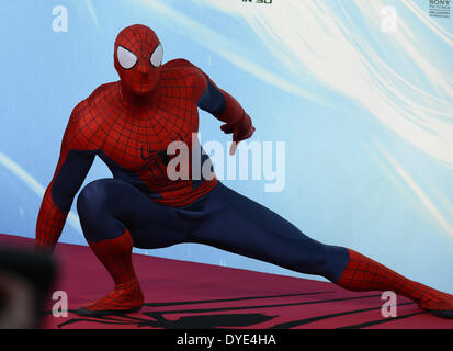 BERLIN, GERMANY, 15th April, 2014. Spider-Man attends the 'The Amazing Spider-Man 2' Premiere in Sony Centre, Potsdamer Platz on April 15th, 2014 in Berlin, Germany. Credit:  Janne Tervonen/Alamy Live News Stock Photo