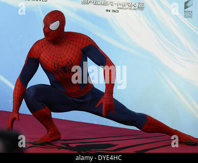 BERLIN, GERMANY, 15th April, 2014. Spider-Man attends the 'The Amazing Spider-Man 2' Premiere in Sony Centre, Potsdamer Platz on April 15th, 2014 in Berlin, Germany. Credit:  Janne Tervonen/Alamy Live News Stock Photo