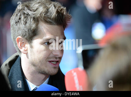 BERLIN, GERMANY, 15th April, 2014. Andrew Garfield attends the 'The Amazing Spider-Man 2' Premiere in Sony Centre, Potsdamer Platz on April 15th, 2014 in Berlin, Germany. Credit:  Janne Tervonen/Alamy Live News Stock Photo