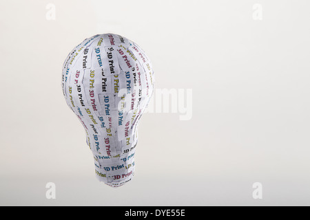 CYMK 3D Printing concept: lightbulb, from idea to solid model Stock Photo