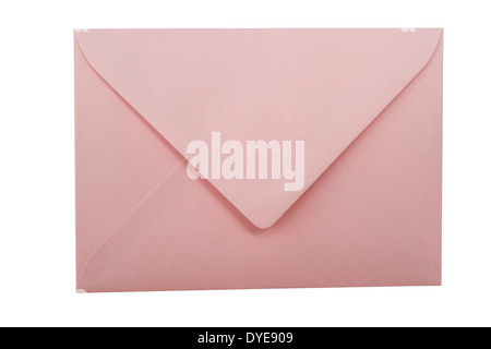 A light pink envelope is isolated on a white background, ready for your message. Stock Photo