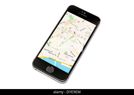 New York map on an iphone screen Stock Photo