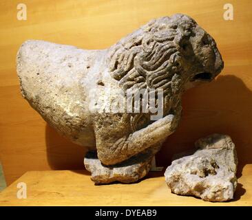Fragments from lion statue made from sandstone. Barcelona, Spain 2013 Stock Photo