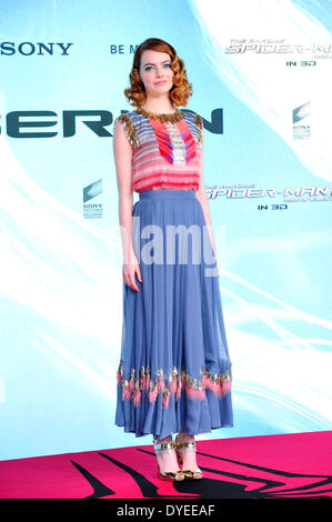 Berlin, Germany. 15th Apr, 2014. American actress Emma Stone attends to the premiere of the movie 'The Amazing Spider-Man 2' at the Sony Center Theater in Berlin, Germany. On April 15, 2014. Credit:  dpa picture alliance/Alamy Live News Stock Photo