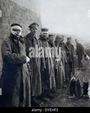 World War I - german wounded soldiers during the 1916 Second Battle of Verdun offensive. Stock Photo