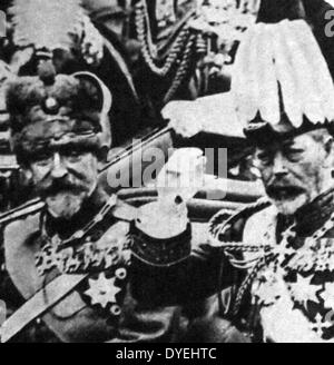 Ferdinand I (24 August 1865 – 20 July 1927) was King of the Romanians from 10 October 1914 until his death in 1927. seen here in london with King George V. Circa 1930 Stock Photo