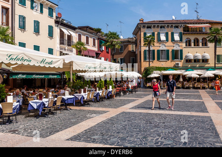 Piazza Carducci, Sirmione, Lake Garda, Italy Stock Photo