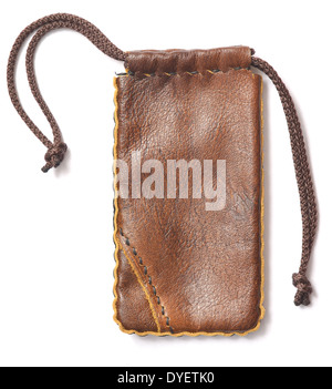 leather sack isolated on white background Stock Photo