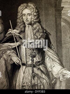 Illustration of Thomas Osborne, First Duke of Leeds. By John van der Vaart. Circa 1653–1727. Stock Photo