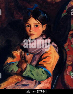 Portrait of Mary Agnes, by Robert Henri. Oil on canvas circa 1924. American painter who lived between 1865-1929. Stock Photo