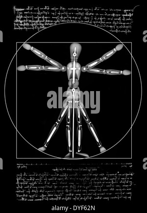Vitruvian Man a mannequin under x-ray Stock Photo