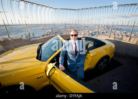 Manhattan, New York, USA. 16th Apr, 2014. Ford Executive Chairman WILLIAM CLAY FORD, JR. as Ford places a 2015 Mustang convertible on the 86th floor Observatory of the Empire State Building to celebrate the 50th Anniversary of the Mustang, Wednesday, April 16, 2014. Credit:  Bryan Smith/ZUMAPRESS.com/Alamy Live News Stock Photo